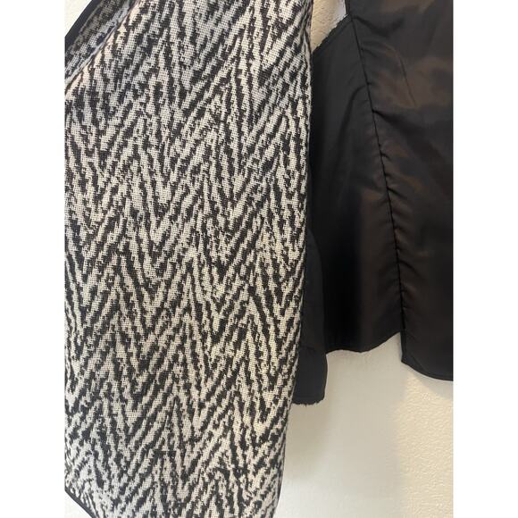 John Mark Fuzzy Wool Blend Open Cardigan Vest High Low Large Black White - Picture 4 of 9